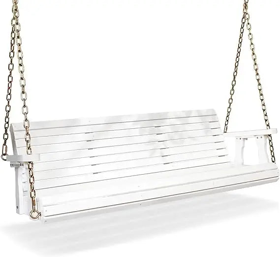 Upgraded Patio Wooden Porch Swing for Courtyard & Garden, Heavy Duty 880 LBS Swing Chair Bench with Hanging Chains for Outdoors