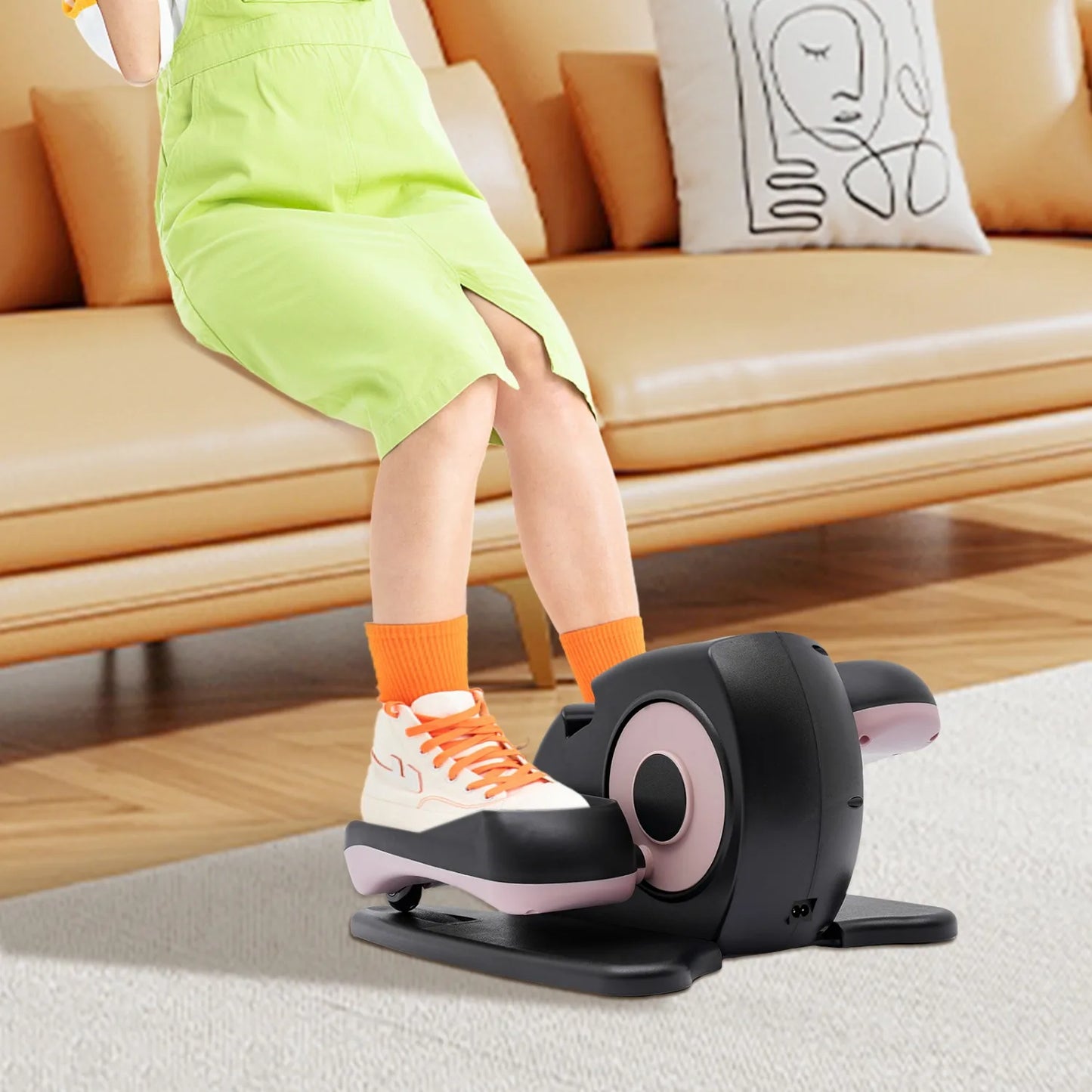 2-in-1 Seated Standing Mini Elliptical with LCD Screen Remote Control, Rehab Electric Sitting Leg Foot Pedal Exercise Equipment