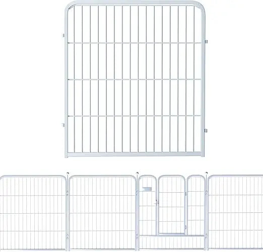 Outdoor Garden Fence with Gate 24 Pack 32in (H) x 55ft (L), Heavy Duty Metal, Decorative Outdoor Yard Fencing for Dogs, Tempora