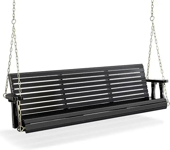 Upgraded Patio Wooden Porch Swing for Courtyard & Garden, Heavy Duty 880 LBS Swing Chair Bench with Hanging Chains for Outdoors