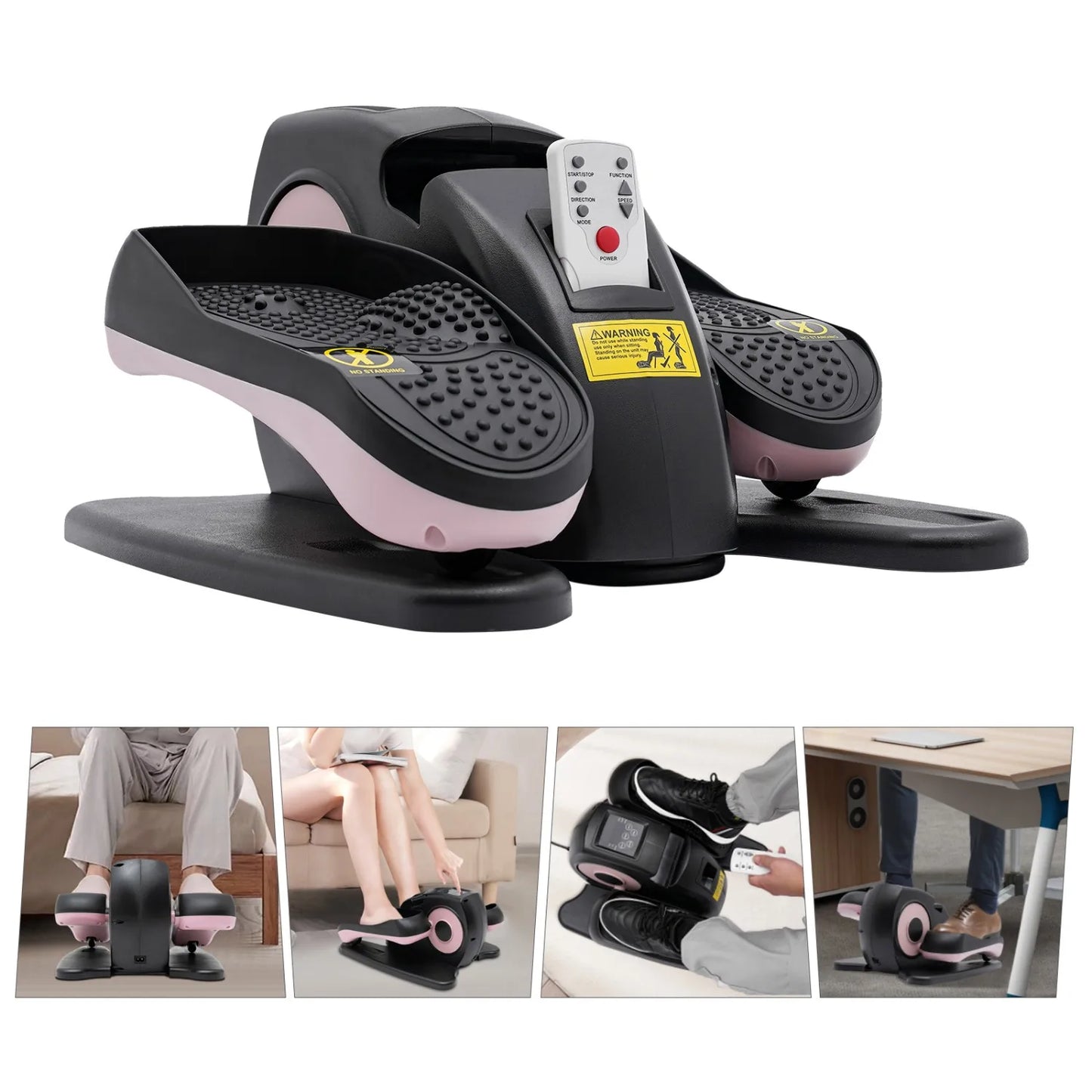2-in-1 Seated Standing Mini Elliptical with LCD Screen Remote Control, Rehab Electric Sitting Leg Foot Pedal Exercise Equipment