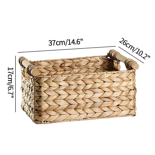 Woven Storage Box Handle Kitchen Sundry Organizer Laundry Basket Rectangular Closet Organizer Kitchen Organizer Picnic Basket