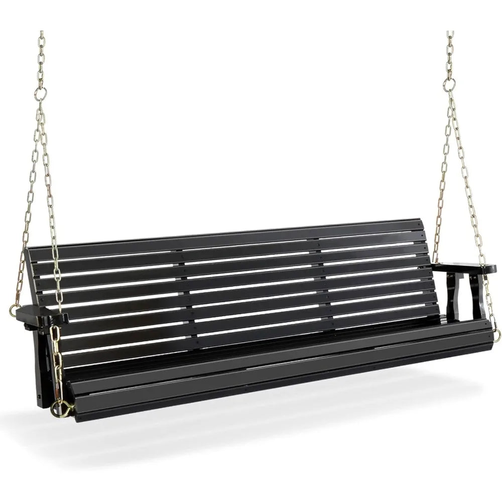 Upgraded Patio Wooden Porch Swing for Courtyard & Garden, Heavy Duty 880 LBS Swing Chair Bench with Hanging Chains for Outdoors