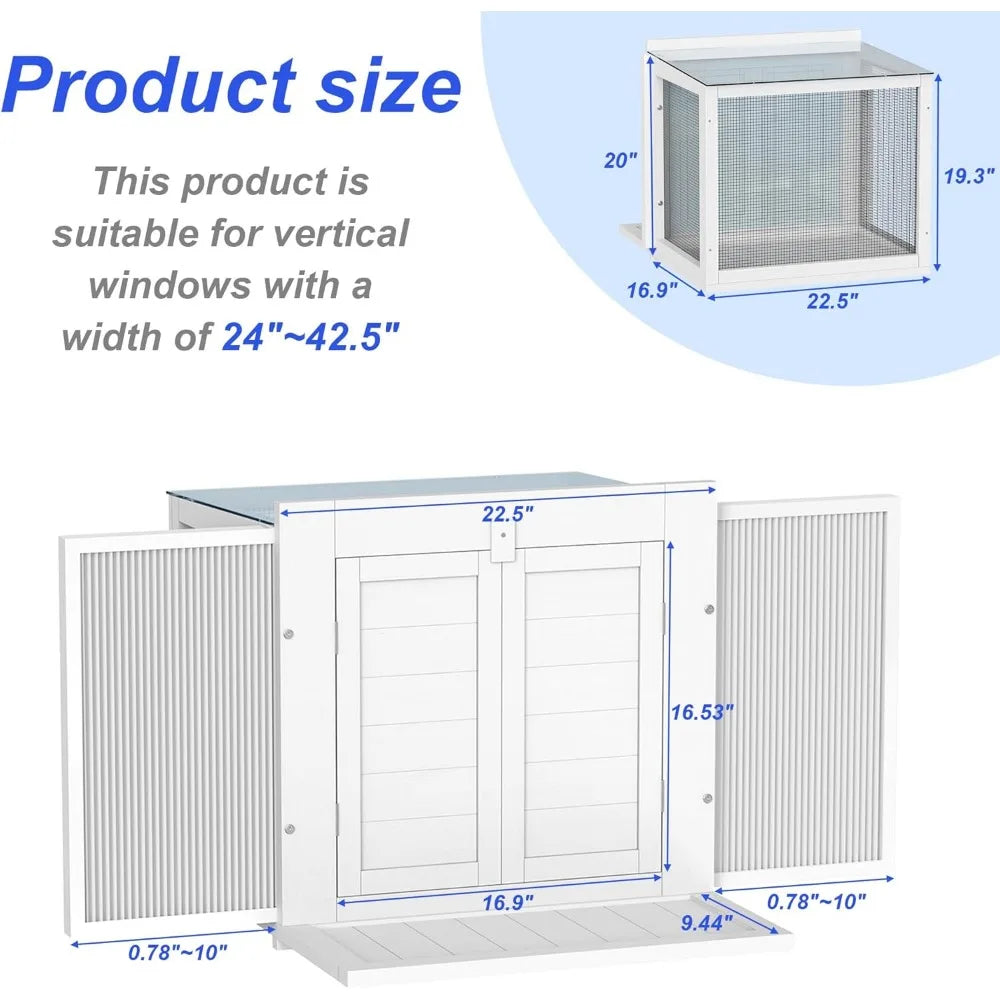 Cat Window Box, Universal Cat Window Perch Catio with Waterproof Transparent Top Fits Double Hung Frames for Sunbathing
