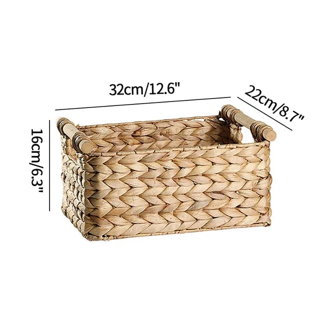 Woven Storage Box Handle Kitchen Sundry Organizer Laundry Basket Rectangular Closet Organizer Kitchen Organizer Picnic Basket