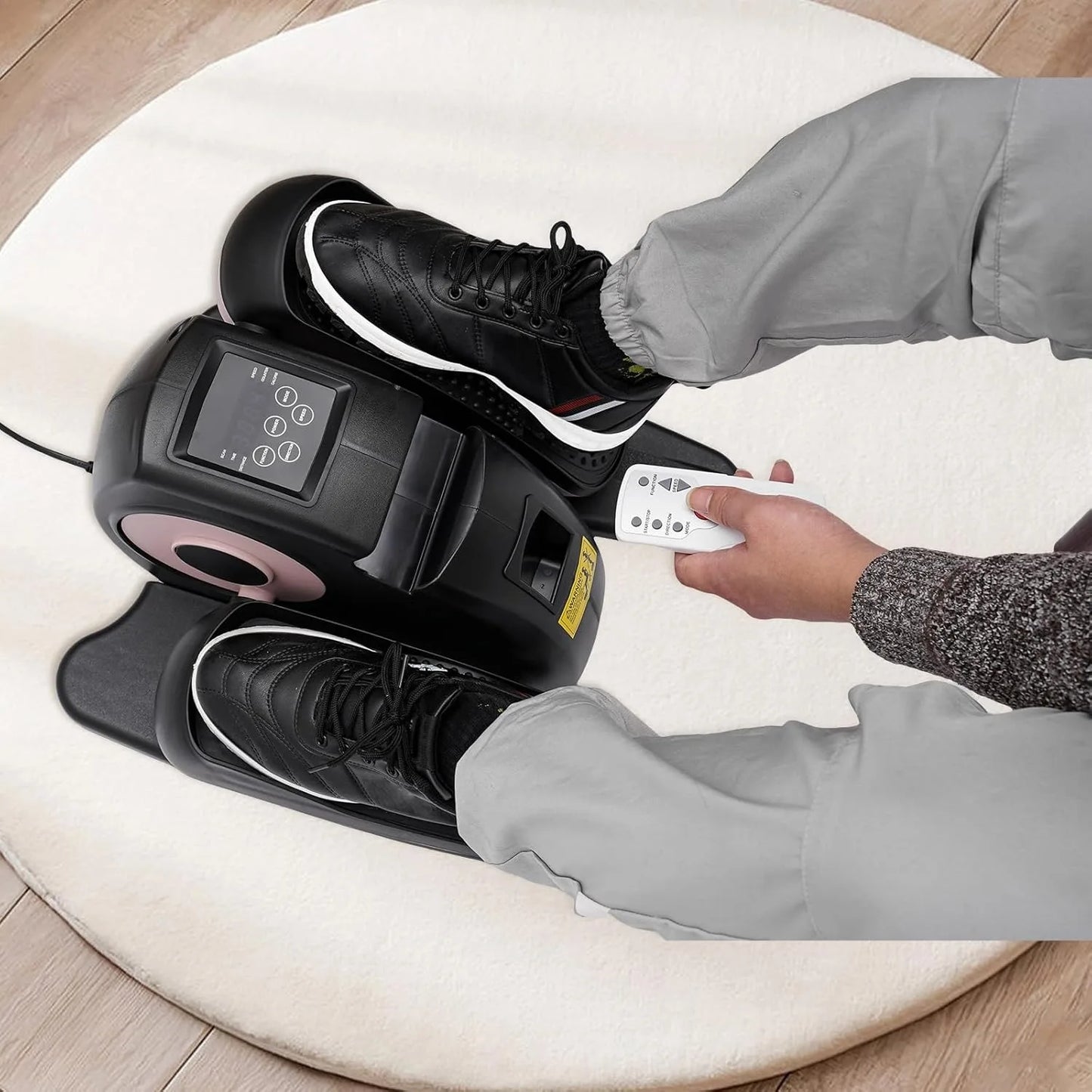 2-in-1 Seated Standing Mini Elliptical with LCD Screen Remote Control, Rehab Electric Sitting Leg Foot Pedal Exercise Equipment