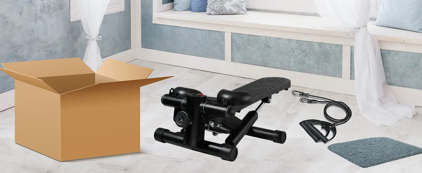 Steppers for Exercise, Mini Stair Under Desk Bike Pedal Exerciser with LCD Monitor & Resistance Bands Carpet