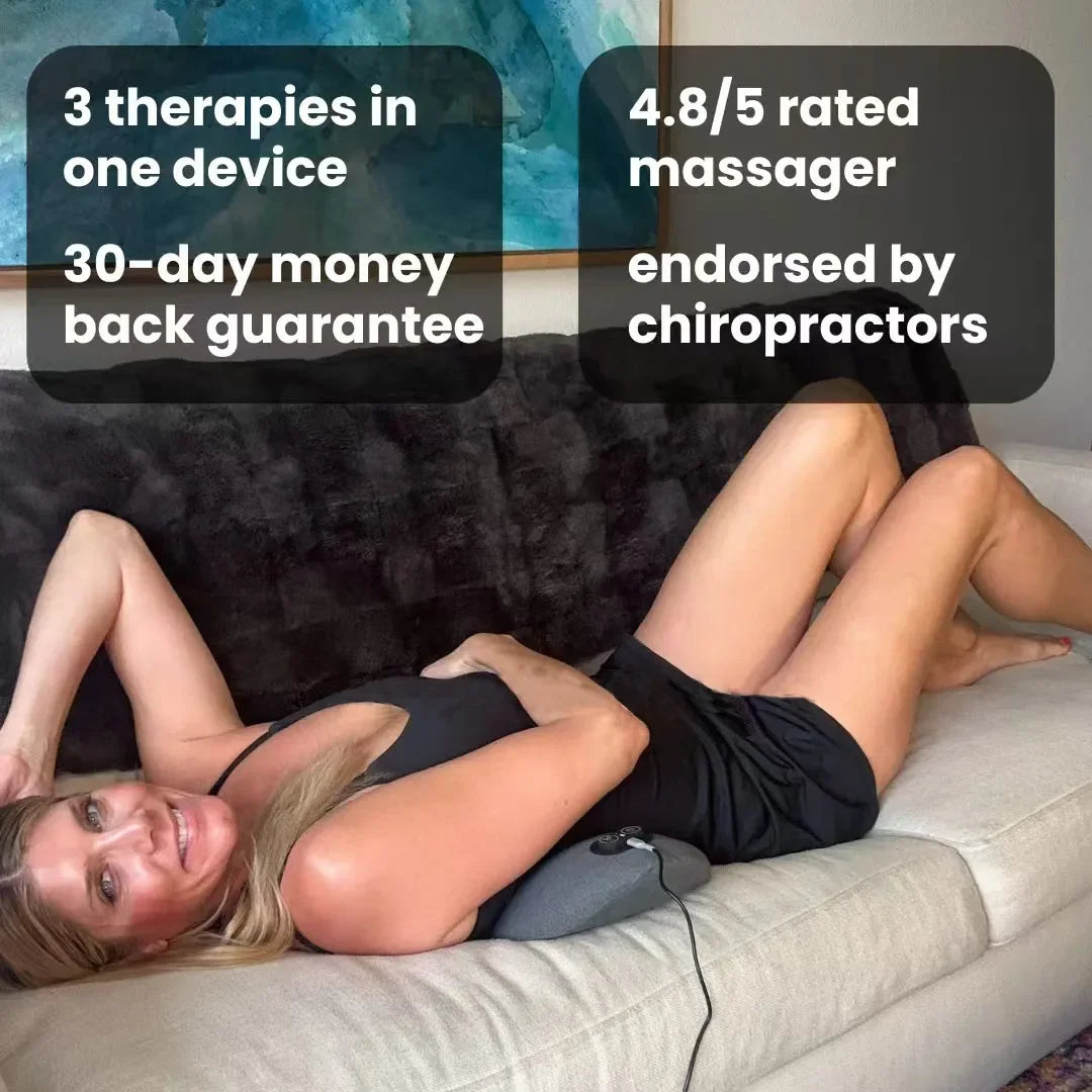 Okayso 3-in-1 Back Massager with Relief Bed Sleeping Shiatsu Deep Tissue Portable Shoulder Lower Back Pain Relief Waist Massager