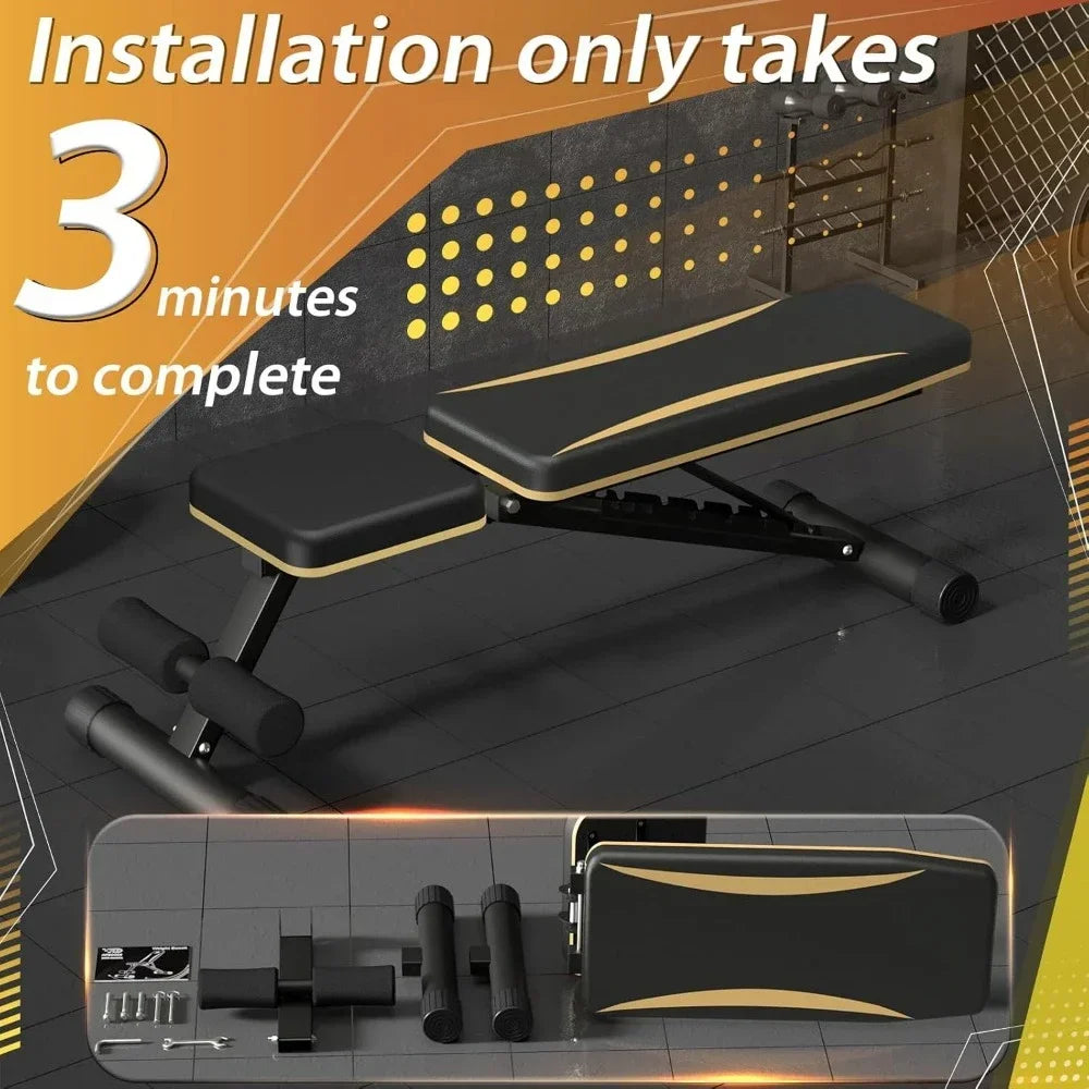 Adjustable Weight Bench - Foldable Workout Bench, 660 LBS Capacity, Incline & Decline, Multi-Position Strength Training Bench
